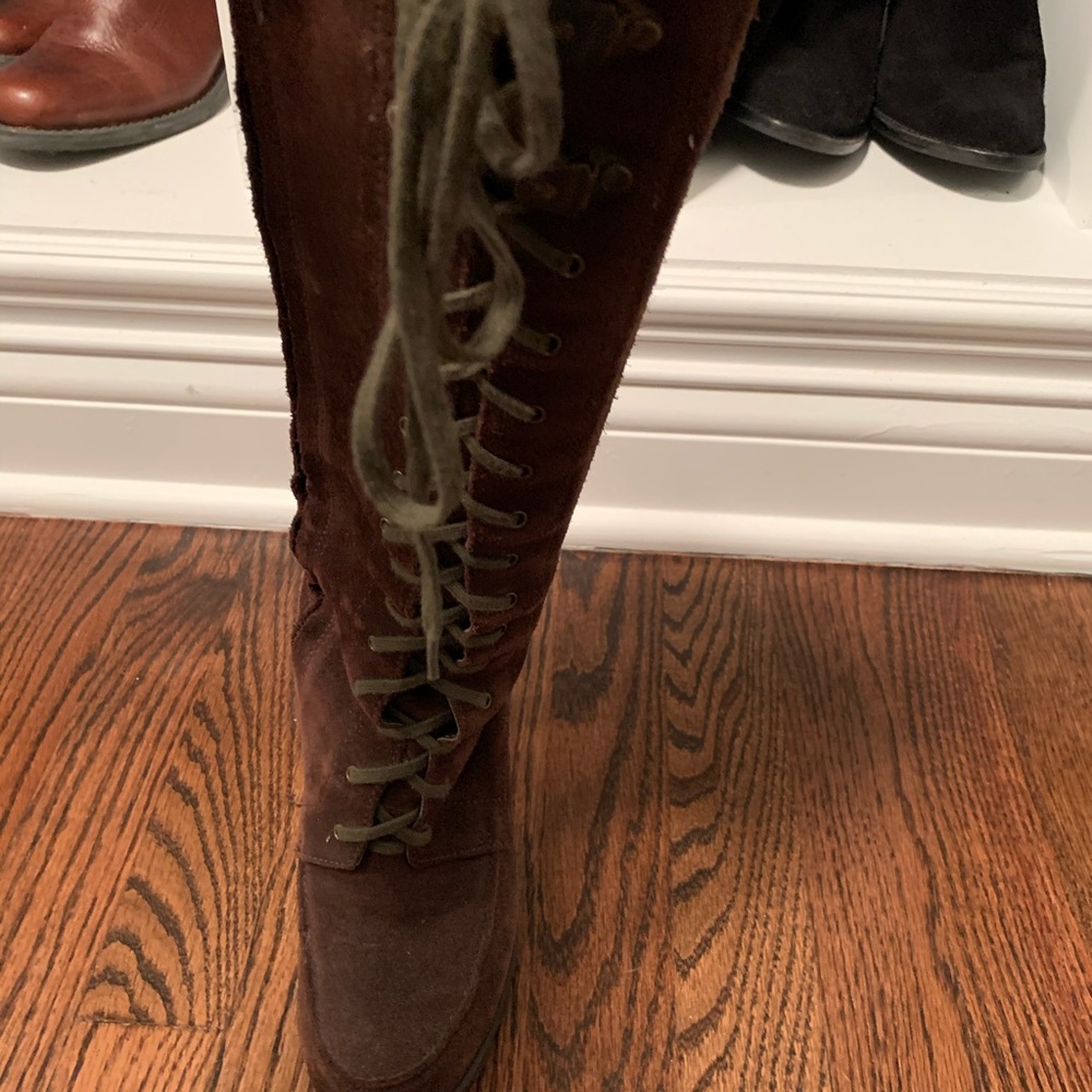 Brown suede boots